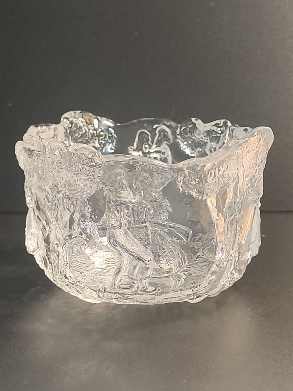 Kosta Boda Rhapsody Crystal Bowl Dancing Couple Wedding Kjell Engman Sweden 4"